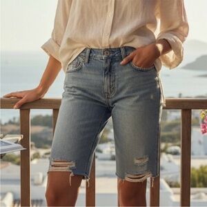 We The Free Caroline Cutoff Denim Shorts Distressed Bermuda Shorts Free People